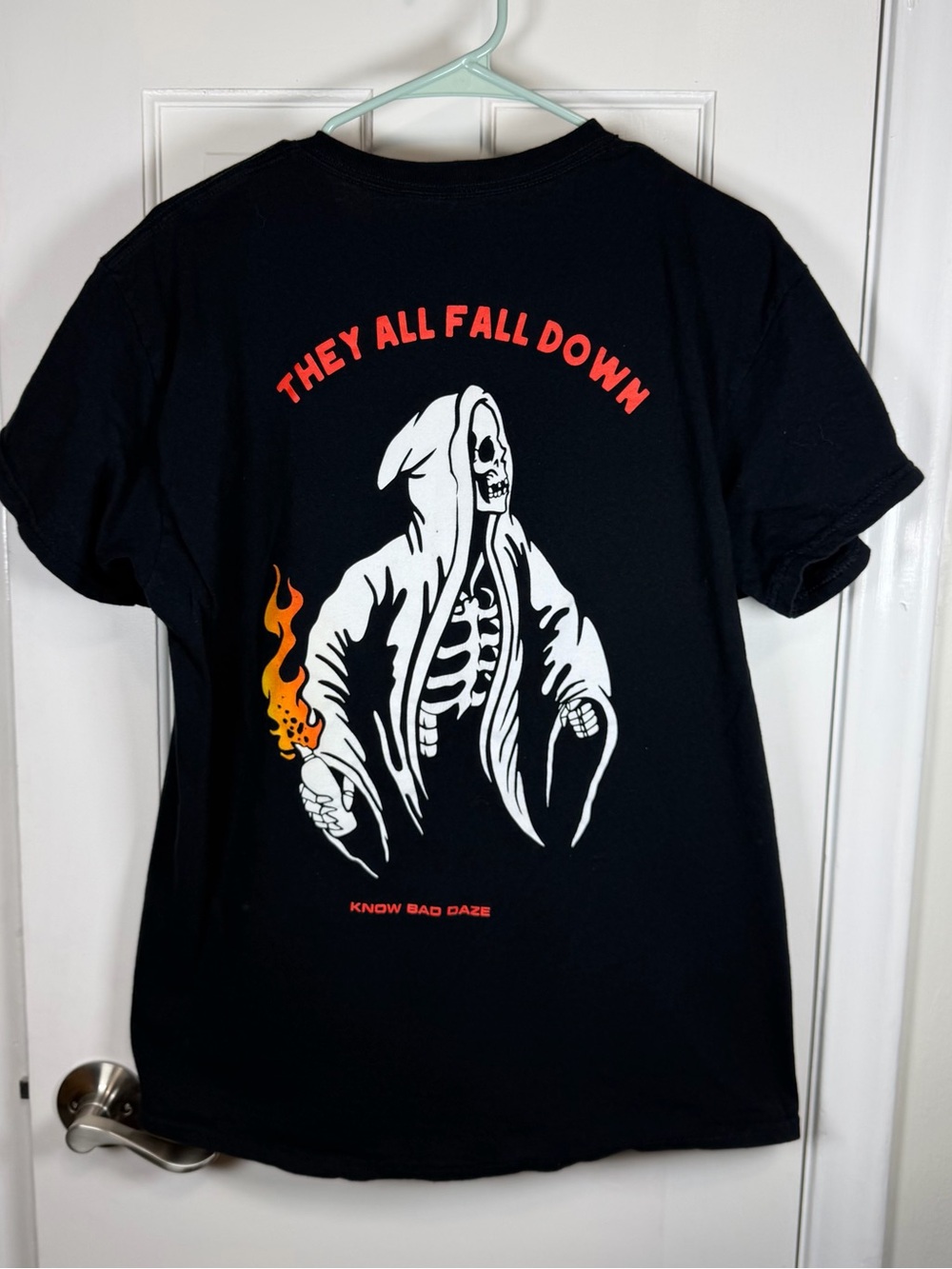 Men’s Black Know Bad Daze Graphic Tee - Skeleton Flame Men’s Large